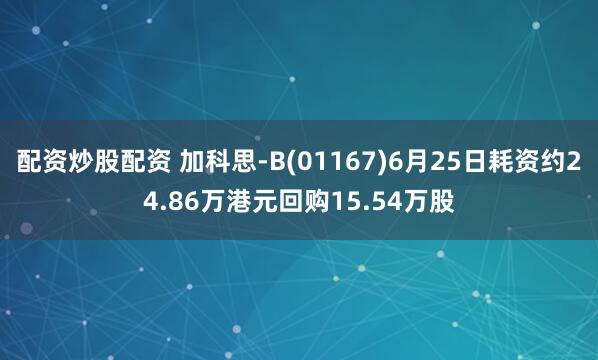 配资炒股配资 加科思-B(01167)6月25日耗资约24.86万港元回购15.54万股